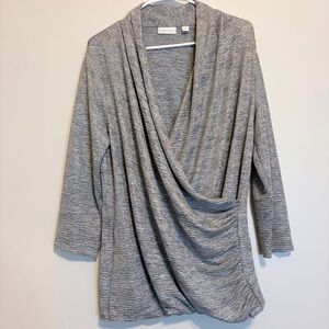 New York & Company Gray Drape Blouse